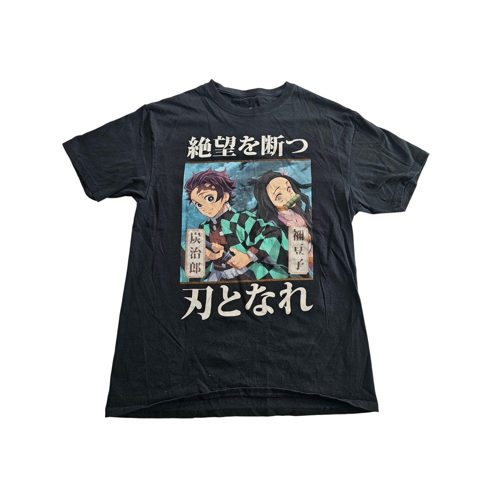Demon Slayer Graphic T-Shirt Mens Small Black Tanjiro Nezuko Anime Tee